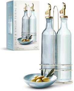 COOK WITH COLOR Glass Olive Oil Bottle Dispenser - 2 Pack- 17oz Vinegar Cruet - Olive Oil Carafe Decanter for Kitchen