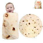 Mermaker Burritos Tortilla Blanket 2.0 Double Sided 47 inches for Adult and Kids, Giant Funny Realistic Food Throw Blanket, 285 GSM Novelty Soft Flannel Taco Blanket (Yellow Blanket-Double Sided)