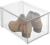 mDesign Plastic Closet Organizer Bin w/Pull Out Drawer - Stackable Storage for Closet - Organization for Shoes, Clothes, Bags, Totes, Small Linens, and More - Lumiere Collection - Clear