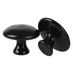 Windfulogo 2 Pcs Mushroom Shaped Massage Stones Warmer Natural Lava Basalt Hot Rock Guasha Tools for Face Body for Spa, Massage Therapy Black