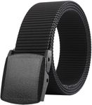 Belts for Men,Nylon Webbing Canvas Belt with YKK Plastic Buckle, Durable Breathable Fabric Waist Belt for Work Outdoor Golf Hiking Skiing,Adjustable for Pants Size Below 46inches (Black)