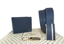 GIL Men's Leather Belt & Wallet Combo - Stylish Deep Sapphire Blue Set, Quality Accessories (Pack of 1)