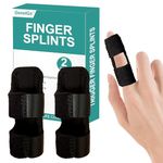 GenetGo Pack of 2 Trigger Finger Splint, Mallet Finger Brace for Index, Middle, Ring Finger - Tendon Release & Pain Relief (Black)