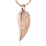 Imrsanl Angel Wings Cremation Jewelry for Ashes Pendant Stainless Steel Keepsake Memorial Urn Necklace for Human/Pets (Rose Gold)