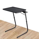 Table Magic Pro Extended Work Space Laptop Table Mat Finish Laptop Table Multipurpose Height Adjustable Work Study Tv Tray Table Lap Desk (Pro- Black) - Alloy Steel, Polypropylene