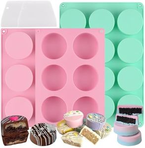 HUAKENER Cake Puck Mold Set 2 Different Sizes, 3 Pack Chocolate Covered Cake Molds with 2 Scraper, Oreo Molds for Chocolate Covered Oreos, DIY Cake Cores