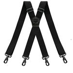 RIONA Mens Braces with 4 Carabiner Clips Wide 3.8 cm Adjustable and Elastic X-Back Suspenders Heavy Duty One Size Fits All Men and Women