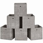 SONGMICS Storage Boxes, Set of 6 Non-Woven Fabric Box with Handle, 30 x 30 x 30 cm, Fit Cube Storage Unit, for Shelves, Foldable, Clothes Storage, Heathered Taupe RFB006K01