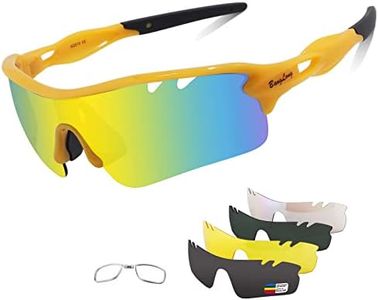 Polarized Sports Sunglasses Cycling Sun Glasses for Men Women with 5 Interchangeable Lenes for Running Baseball Golf Driving
