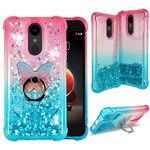 ZASE Design Case for LG STYLO 4, LG Stylo 4 Plus Protection Case Waterfall Floating Quicksand Clear Case [Liquid Glitter Sparkly Bling] (Gradient Pink Aqua)