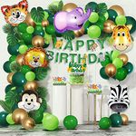 Party Propz Jungle Theme Birthday Decoration - 85 Pcs Animal Theme Birthday Decorations | Animal Balloons | Jungle Safari Theme Birthday Decoration Items For Kids | Birthday Decoration Kit