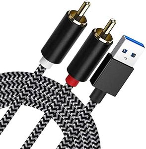 Câble audio auxiliaire USB vers 2 mâles RCA audio auxiliaire pour PC stéréo en Y compatible avec ordinateur portable USB A, Windows, home cinéma, haut-parleur