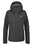 Rab Women's Downpour Eco Waterproof Breathable Jacket for Hiking, Trekking, & Climbing - Black - 18
