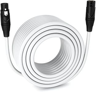 LyxPro 200 Feet XLR Microphone Cable Balanced Male to Female 3 Pin Mic Cord for Powered Speakers Audio Interface Professional Pro Audio Performance and Recording Devices - White