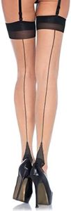 Leg Avenue Femme Top Cuban Heel Backseam Stockings Leg Avenue Bas 2 Tons Nude Noir, Nu et Noir, 34-42 EU