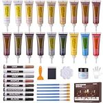 Wood Repair Kit - 37 Sets, Wood Fillers Furniture Repair Kit with 18 Colors Oak Walnut, Wood Floor Scratch Remover, Wood Touch Up Markers Pen and Wood Putty for Wood Scratch,Cabinet,Floor, Table