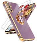 LeYi for Samsung-A15-5G-Case: (Not Fit A14) Samsung Galaxy A15 5G Case with 2 PCS Screen Protector, 360° Rotatable Ring Holder, Magnetic Kickstand, Cell Phone Case/Cover for A15 Samsung/A 15, Purple