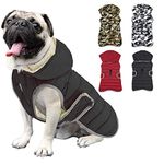 Etechydra Winter Dog Jacket with Removable Hat, Dog Coat Waterproof Reflective Dog Coat Warm Hoodie Fleece Puppy Coat, Jackets for Small Medium Large Dogs, Black, S