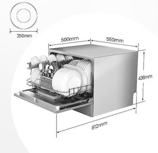 COMFEE Tabletop Dishwasher – Compact Silver Countertop Dishwasher