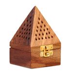 DigiRake Sambrani Dhoop Holder - Dhoop Agarbatti Stand for Home & Pooja Room, Incense Stick Holder with Ash Catcher, Wooden Oothupathi Loban Cone (Dhoop Stand 3 Inch) (Pyramid Dhoop Stand)