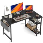 CubiCubi 47 Inch Small L Shaped Computer Desk with Storage Shelves Home Office Corner Desk Study Writing Table, Black