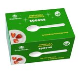 100% Compostable Spoons,100 Ct Large Heavy Duty Disposable Cutlery Utensils Flatware Spoons