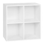 WOLTU Bookcase,White Bookshelf 4 Storage Cubes Shelves Units, Wooden Cube Units Bookcases for Bedroom,Living Room,Kids Room