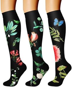 CHARMKING Compression Socks for Women & Men Circulation (3 Pairs) 15-20 mmHg is Best Athletic for Running, Flight Travel, Support, Cycling, Pregnant - Boost Performance, Durability (S/M, Multi 65)