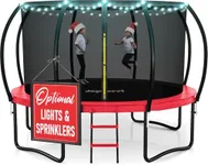 Trampoline for Kids and Adults - 8Ft 10Ft 12Ft 14FT Trampoline with Net - with Bonus Sprinkler and LED Lights/ASTM Certified/Extra Sturdy Recreational Outdoor Trampolines