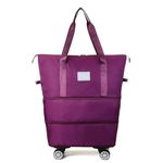 Storite Nylon 61 Cm Travel Duffle Bag with Wheels Expandable Foldable Bag for Travel Waterproof with Rolling Detachable Wheels (61 X 40 x 16 cm,Deep Purple)