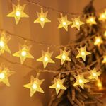 EvaStary Star Fairy Lights, 6M 40 LED Fairy String Lights Battery Operated, 2 Lighting Modes, Waterproof Indoor Outdoor Star Lights for Bedroom Wedding Party Christmas Decoration (Warm White)