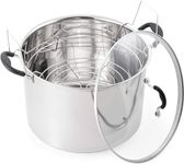 McSunley Water Bath Canner with Glass Lid, Induction Capable, 21.5Qt, Stainless Steel Model #638