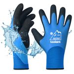 Waterproof Winter Work Gloves for Men and Women, Freezer Gloves for Working in Freezer, Thermal Insulated Fishing Gloves, Super Grip, Blue, Medium