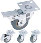 H&S Heavy Duty Castor Wheels - Set of 4 2" (50mm) Castors - Rubber Swivel Trolley Wheels for Furniture - Lockable Caster With Brakes - Outdoor Casters - Wheel for Appliance or Bed