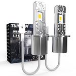 H3 LED Headlight Bulbs 55W 6500K, TUINCYN 1:1 Mini Size Super Bright CSP Chip Cool White 12000LM Low Beam Headlight Conversion Kit Plug and Play LED Fog Light Bulb, Pack of 2