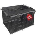 Explore Land Dog Crate Cover for 42 Inches Wire Cage, Heavy-Duty Lattice Pet Kennel Covers Compatible with 1 2 3 Doors Standard Metal Crate (Black)