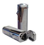 Prestige Import Group Typhoon Triple Flame Cigar Lighter with Cigar Punch Cutter, Silver