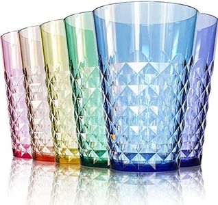 SCANDINOVIA - 32 oz Unbreakable Premium Iced Tea Drinking Glasses Tumbler (Set of 6) - BPA Free Super Grade Acrylic Plastic Cups - Dishwasher Safe, Juice - Diamond Design