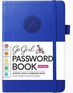 GoGirl Password Book with Alphabetical tabs – Internet Address & Password Keeper Logbook for Password Organization, Journal Notebook for Saving Website Logins. Medium Size 5.3″ x 7.7″, Royal Blue