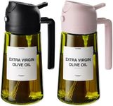 TrendPlain - Original 16oz/470ml Olive Oil Dispenser Bottle for Kitchen Gadgets and Air Fryer Accessories - Olive Oil Sprayer for Cooking w/Stickers - Black&Peach