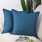 Madizz Set of 2 Linen Cushion Covers 20x20 inch, 50x50 cm, Dark Blue Soft Decorative Throw Pillow Cases for Sofa Bedroom Pillow Shell
