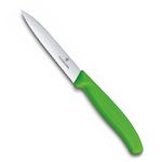 Victorinox Swiss Made Stainless Steel Swiss Classic Paring Knife, 10 cm, Serrated Edge with Pointed Tip, Professional and Household Kitchen Tools, Kitchen Items, Green, 6.7736.L4 | Multipurpose Knife