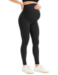 BONVIGOR Women's Maternity Leggings Over The Belly Bump Workout Full Length Leggings Running Active Yoga Pants, Black, Medium