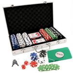 Aspect Texas Holdem Poker Set, 300 Piece Set in Aluminium Case with 11.5g Heavyweight Chips,1 Sided Poker Mat, 2 Decks of Playing Cards Dealer Big Blind, Small Blind Buttons,5 Dice
