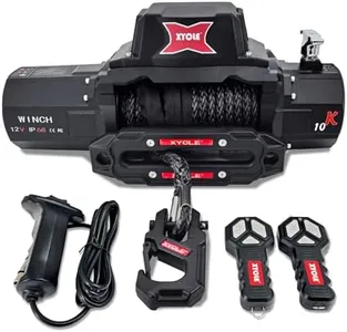 XYCLE 10000lbs Electric Winch 12V IP68waterproof Off-Road Vehicle Rescue winchs with2wireless Remote Controls and1/2"Synthetic Rope Suitable for Towing SUVs,Loggers,Trucks,Trailers,Jeeps,4WD(Black)