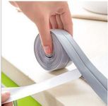 Caulk Strip Tape, Waterproof Self-Adhesive Bath and Wall Sealing Strip Sink Basin Edge Decorative Trim, Bath & Kitchen Caulk Tape Sealant Strip Floor Wall Edge Protector, Grey, 38mm x 3.2m