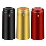 BGMAXimum PVC Heat Shrink Capsules 120 Count 3 Colors Wine Shrink wrap Wine Bottle Corks Capsules for Professional, Wine cellars and Home use - Black, red, Gold