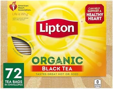 Lipton Organic Tea Bags, Black Tea, Iced or Hot Tea, Can Support Heart Health, 72 Total Tea Bags