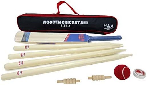 H&A Sports Kids Wooden Cricket Set Size 3 & 5 (Size 3)