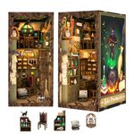 CUTEBEE DIY Book Nook Kit - DIY Miniature Dolls House Kit with Furniture and LED Light, 3D Puzzle Wooden Art Bookends, Model Kits for Adults to Build (Magic Pharmacist)